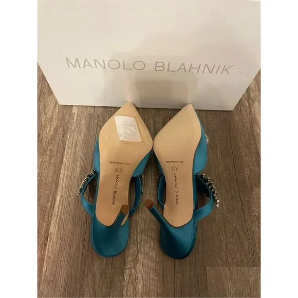 MANOLO BLAHNIK Satin Lurum 90 Heels
